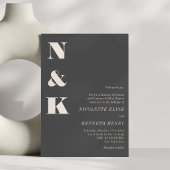 Minimalist Modern Monogram Soft Black Bold Wedding Einladung