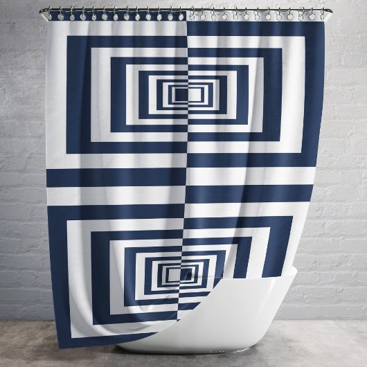 Minimalist Modern Navy Blue Geometric Duschvorhang