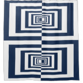 Minimalist Modern Navy Blue Geometric Duschvorhang (Vorderseite)