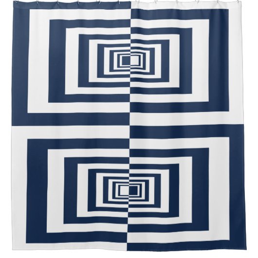 Minimalist Modern Navy Blue Geometric Duschvorhang (Vorderseite)