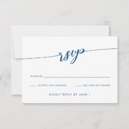 Minimalist Modern Navy Blue Script RSVP Card Karte