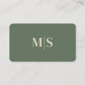 Minimalist Modern Olive Green Initials QR Code Visitenkarte (Vorderseite)