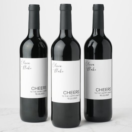 Minimalist Modern Personalized Wine Bottle Labels Weinetikett (Flaschen)
