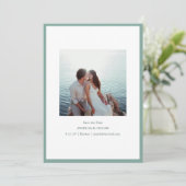 Minimalist Modern Photo Stylish Sage Green Blue Save The Date (Stehend Vorderseite)