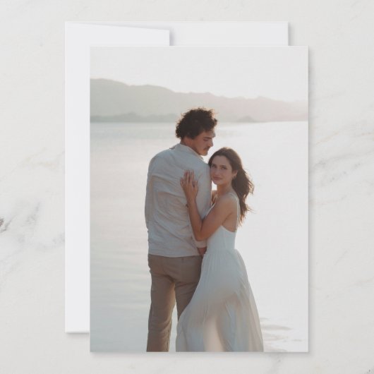 Minimalist Modern Photo Stylish Sage Green Blue Save The Date (Rückseite)