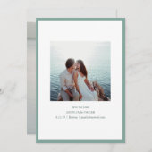 Minimalist Modern Photo Stylish Sage Green Blue Save The Date (Vorne/Hinten)