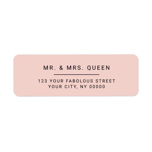 Minimalist Modern Pink Return Address Label (Vorne)