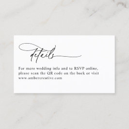 Minimalist Modern QR Code Wedding Enclosure Card Visitenkarte
