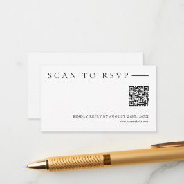 Minimalist Modern QR Code Wedding Website RSVP Begleitkarte