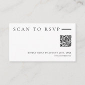 Minimalist Modern QR Code Wedding Website RSVP Begleitkarte (Vorderseite)