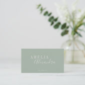Minimalist Modern Script Boho Chic Sage Green Visitenkarte (Stehend Vorderseite)