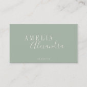 Minimalist Modern Script Boho Chic Sage Green Visitenkarte (Vorderseite)