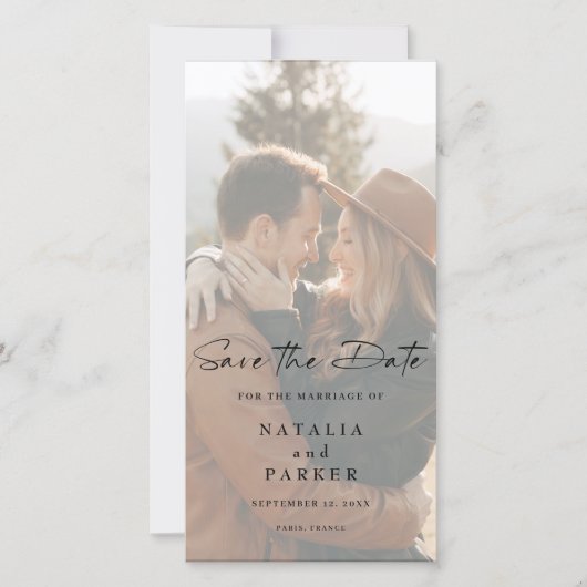 Minimalist Modern Script Bookmark Photo Save The Date (Vorderseite)