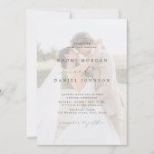 Minimalist Modern Script Elegant Photo Wedding Einladung (Vorderseite)
