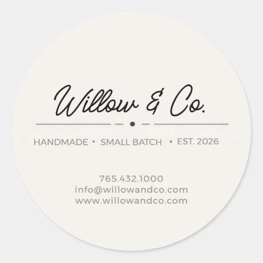 Minimalist Modern Script Small Business Sticker (Vorderseite)