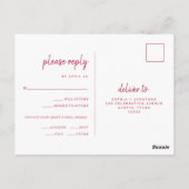 Minimalist Modern Script Wedding Meal Choice RSVP Postkarte (Rückseite)