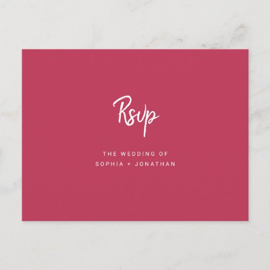 Minimalist Modern Script Wedding Meal Choice RSVP Postkarte (Vorderseite)