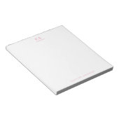 Minimalist Modern Simple Pink Monogram Personal  Notizblock (angewinkelt)