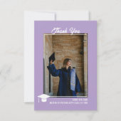Minimalist Modern Sleek Lavender Photo Graduation Dankeskarte (Vorderseite)