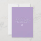 Minimalist Modern Sleek Lavender Photo Graduation Dankeskarte (Rückseite)