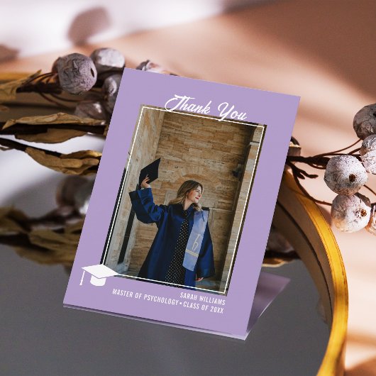 Minimalist Modern Sleek Lavender Photo Graduation Dankeskarte