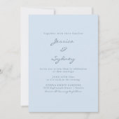 Minimalist Modern Soft Blue Script Wedding Einladung (Vorderseite)