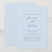 Minimalist Modern Soft Blue Script Wedding Einladung (Vorne/Hinten)