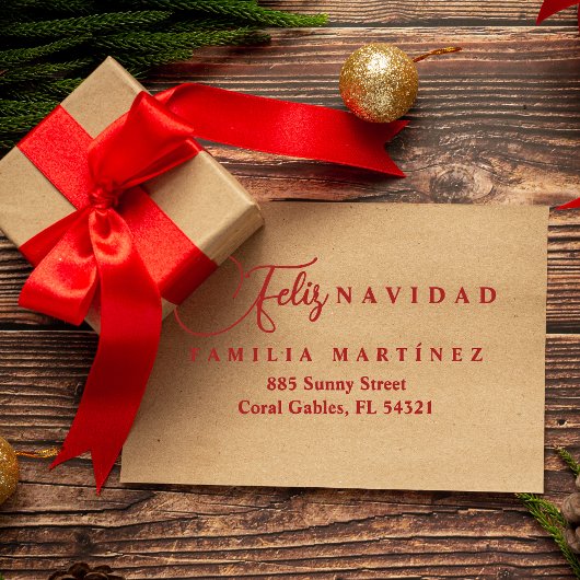 Minimalist Modern Spanish Feliz Navidad Address Gummistempel