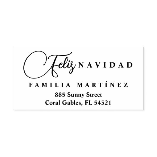 Minimalist Modern Spanish Feliz Navidad Address Permastempel (Design)