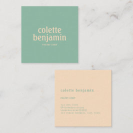 Minimalist Modern Turquoise-Green & Pale Peach Quadratische Visitenkarte