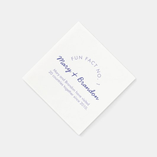 Minimalist Modern Typography Fun Fact Wedding Serviette (Ecke)