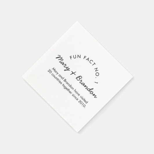 Minimalist Modern Typography Fun Fact Wedding Serviette (Ecke)
