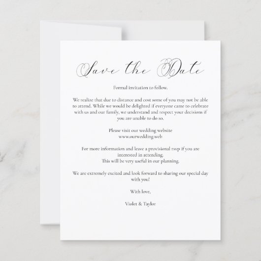 Minimalist Modern Typography Script Wedding Photo (Rückseite)