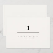Minimalist Modern Typography Wedding Table Number Einladung (Vorne/Hinten)