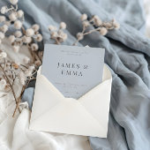 Minimalist Modern Wedding Dusky Blue Einladung