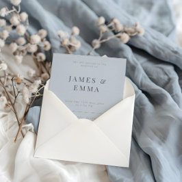 Minimalist Modern Wedding Dusky Blue Einladung