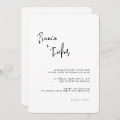 Minimalist Modern Wedding Einladung (Vorne/Hinten)