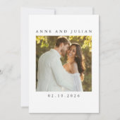 Minimalist Modern Wedding Invitation with a photo Einladung (Vorderseite)