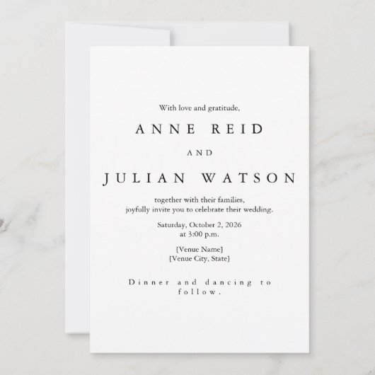 Minimalist Modern Wedding Invitation with a photo Einladung (Rückseite)