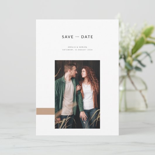 Minimalist Modern Wedding Photo Save The Date (Stehend Vorderseite)
