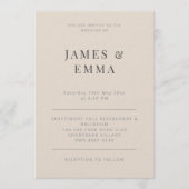 Minimalist Modern Wedding Soft Latte Einladung (Vorderseite)