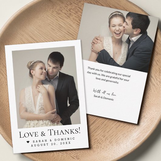 Minimalist Modern Weddings Heart Love & Thanks Dankeskarte