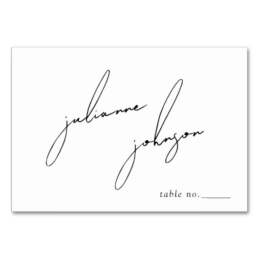Minimalist Modern & Whimsical Script Tischnummer (Vorderseite)