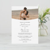 Minimalist Modern White Photo Wedding Einladung (Stehend Vorderseite)