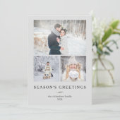 Minimalist Modern Wird Drei Fotos Feiertagskarte (Stehend Vorderseite)