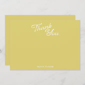 Minimalist Modern Yellow Retro Script Baby Shower Dankeskarte (Vorne/Hinten)