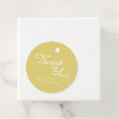 Minimalist Modern Yellow Retro Script Baby Shower Geschenkanhänger (Beispiel)