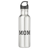 Minimalist "MOM" Black Typography Plain White Edelstahlflasche (Vorderseite)