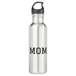 Minimalist "MOM" Black Typography Plain White Edelstahlflasche