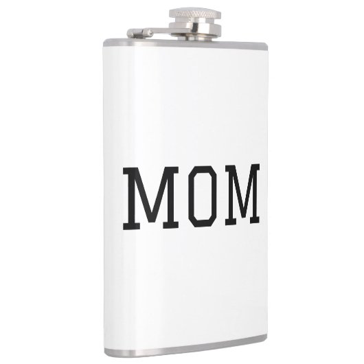 Minimalist "MOM" Black Typography Plain White Flachmann (Rechts)